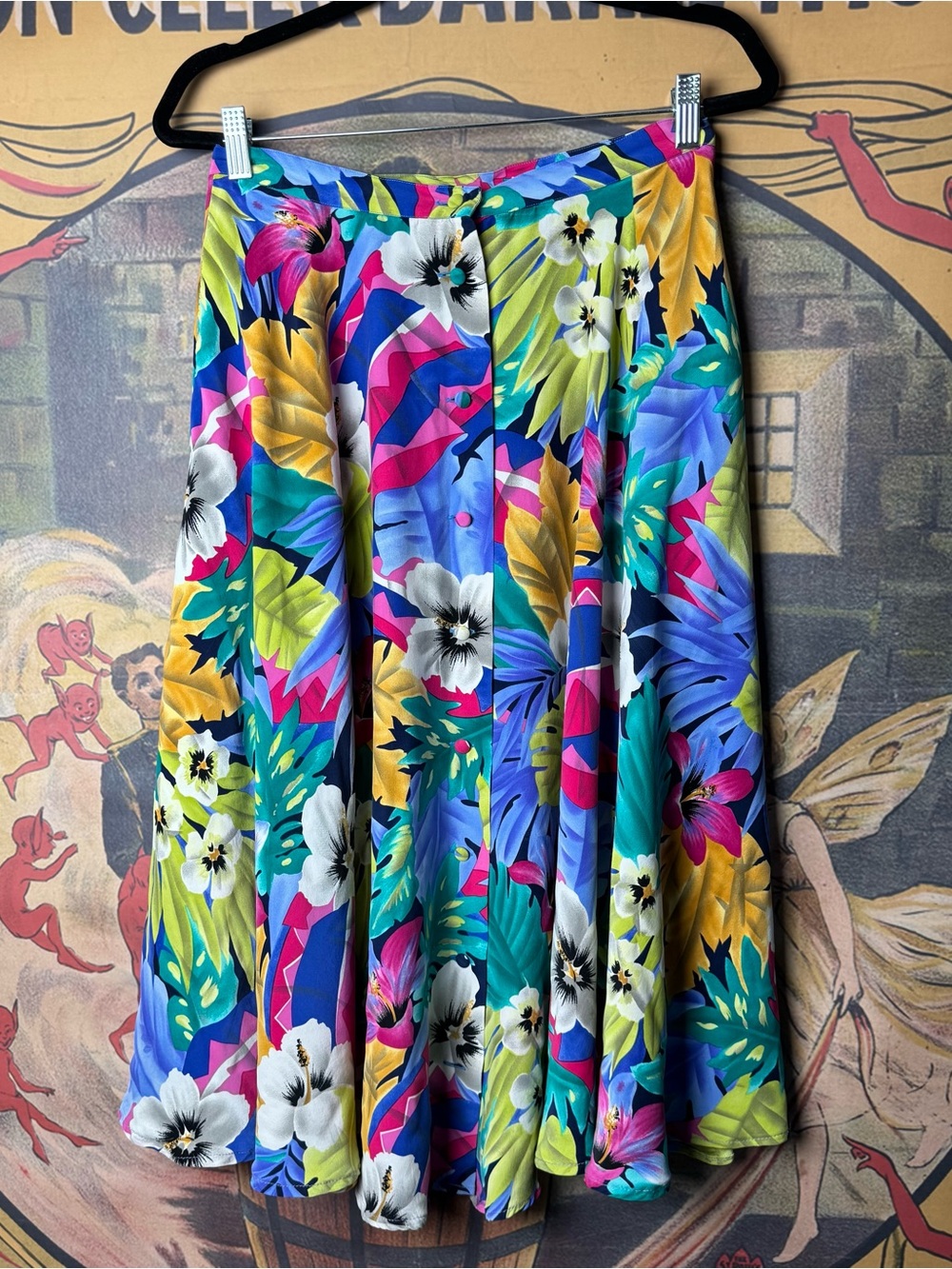 Dana Buchman 100% Silk Tropical Floral Circle Skirt